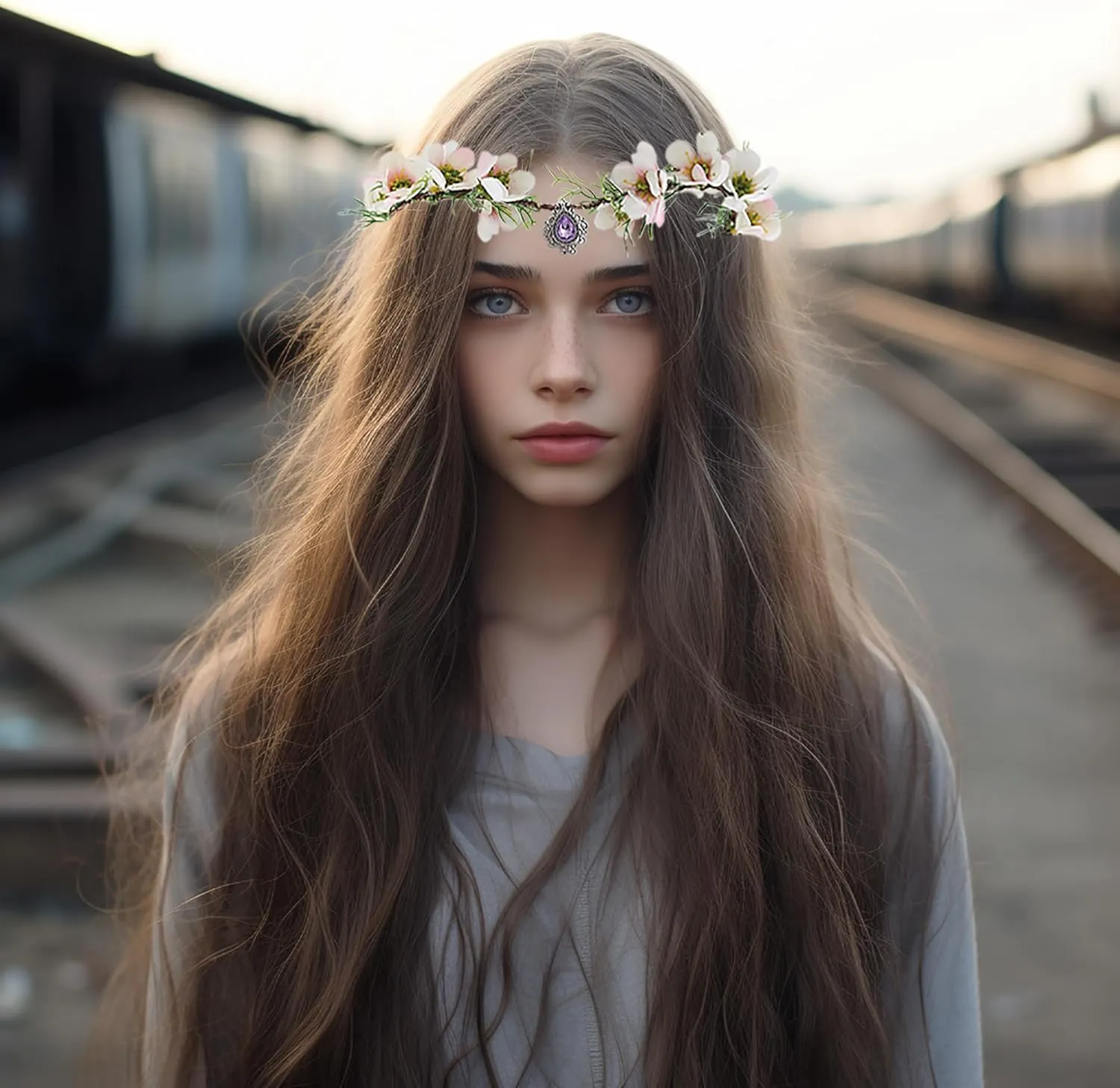 Vivivalue Women Flower Crown Girl Flower Headband Floral Headpiece Halo Wedding Party Photos