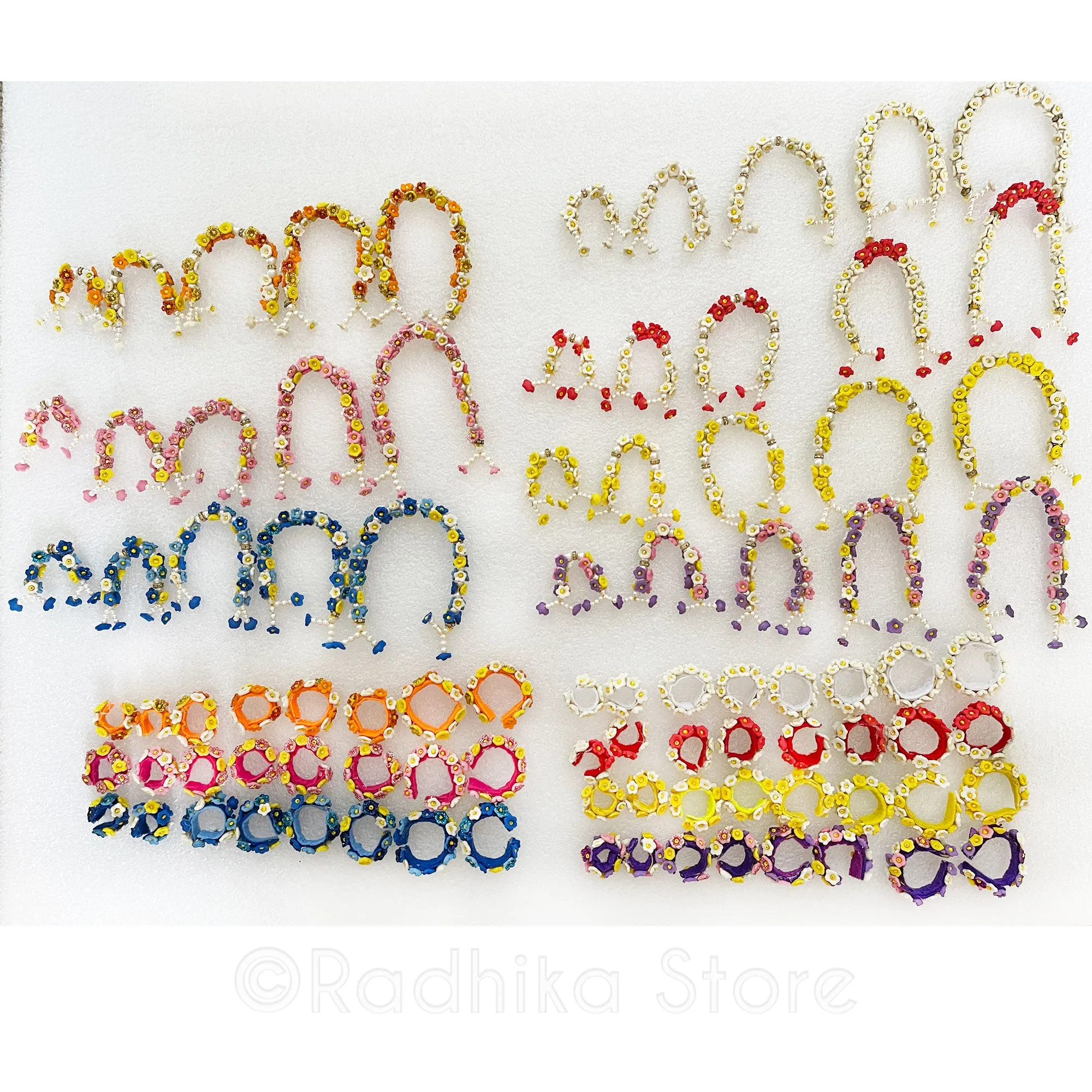 Vrindavan Flower - Purple - Yellow - Red or White - Set of 2 Bangles