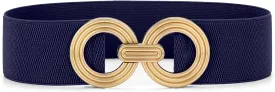 WHIPPY Women Wide Elastic Waist Belt Fashion Hollow Out Round Gold Buckle Stretchy Belt Waistband for Ladies