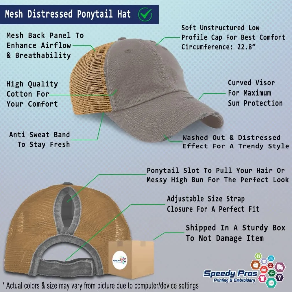 Womens Ponytail Cap Custom Personalized Text & Name Distressed Moms Trucker Hats