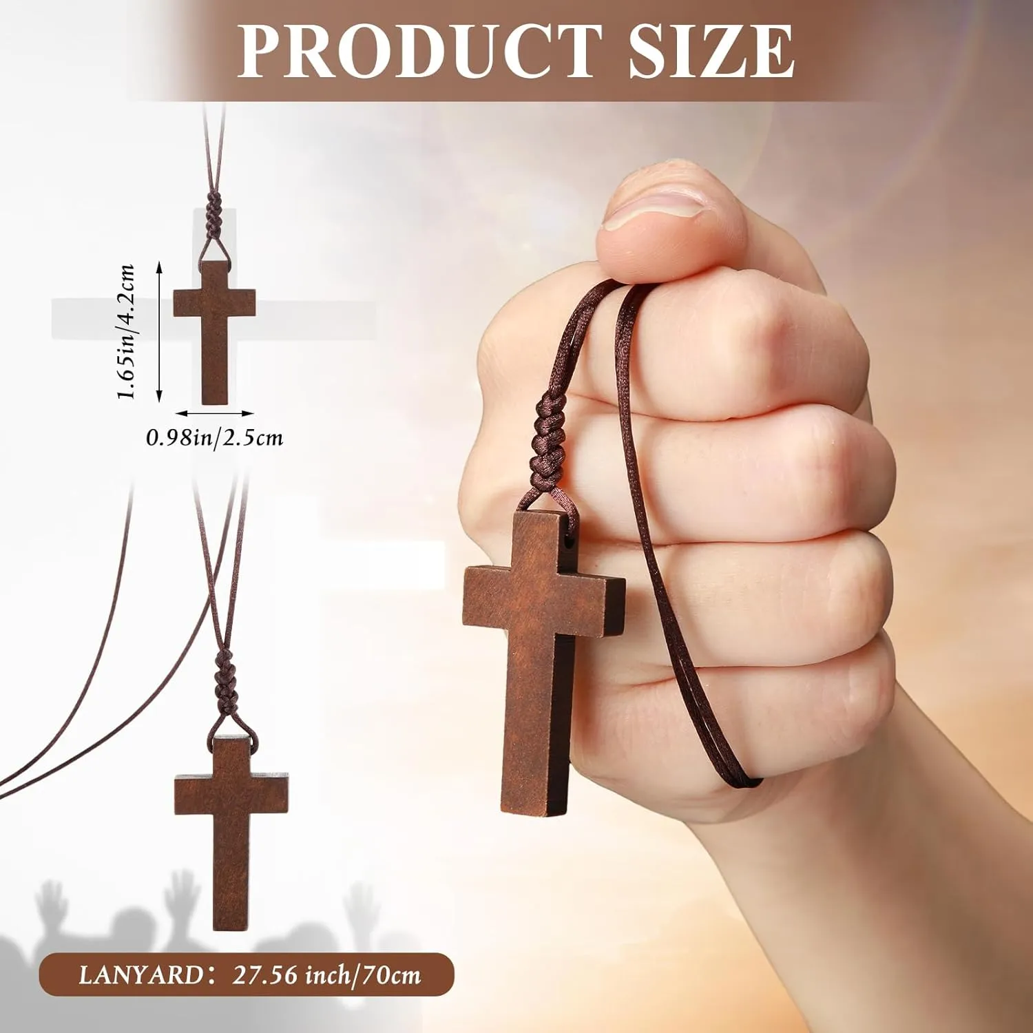 Wood Cross Necklace Bulk for Men Women Gift Bible Verse Party Favor Wood Cross Pendant Crucifix on Cord