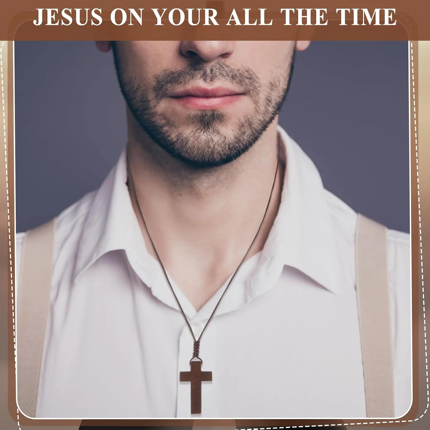 Wood Cross Necklace Bulk for Men Women Gift Bible Verse Party Favor Wood Cross Pendant Crucifix on Cord