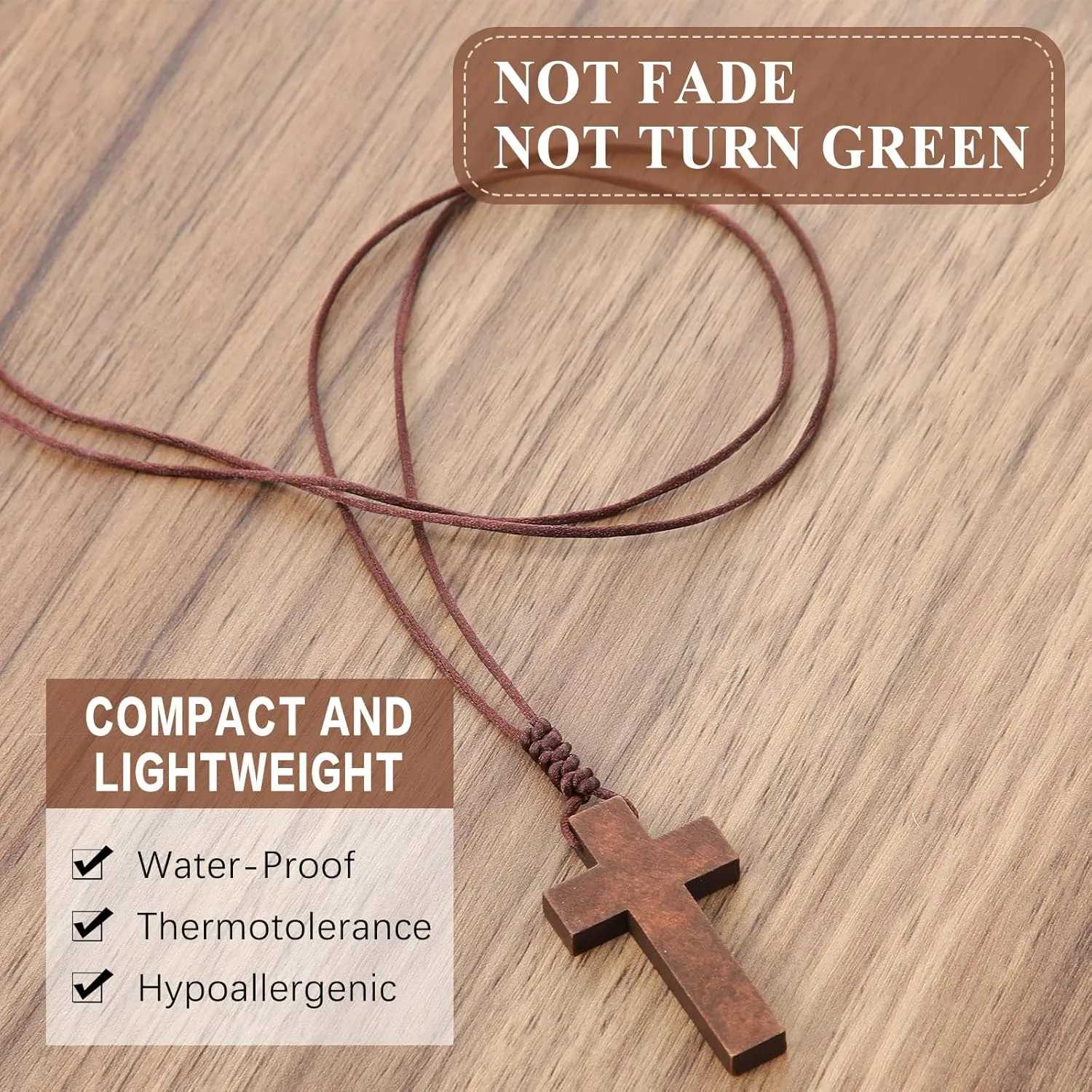 Wood Cross Necklace Bulk for Men Women Gift Bible Verse Party Favor Wood Cross Pendant Crucifix on Cord