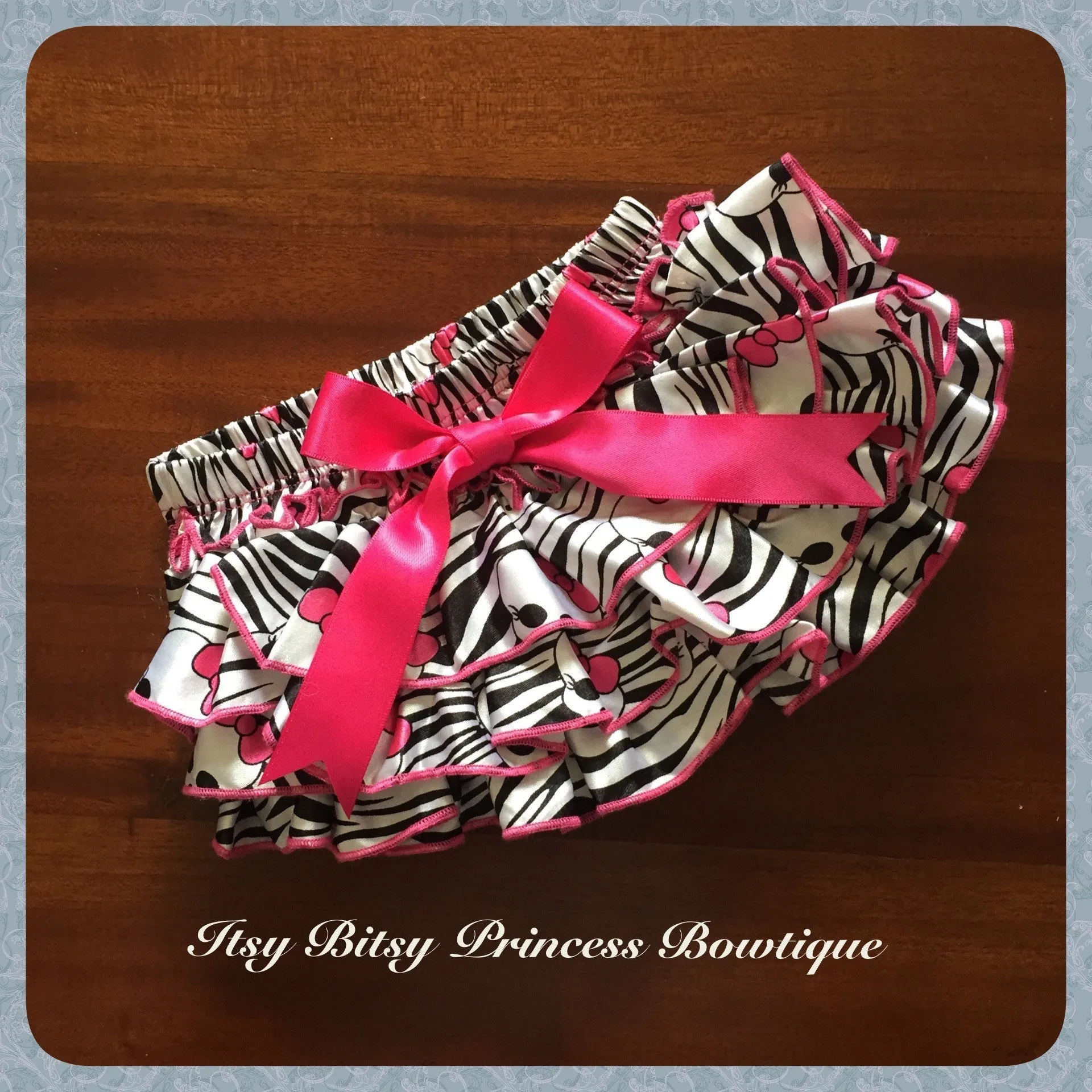 Zebra and Hot Pink Skulls Satin Ruffle Bum