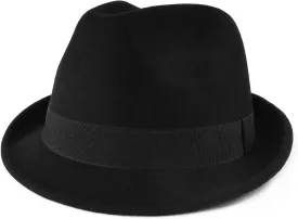 Zylioo Multi Size Felt Trilby Hats,Adjustable Size Warm Fedora Hat,Unisex Manhattan Hat,Short Brim Cuban Hat with Ribbon