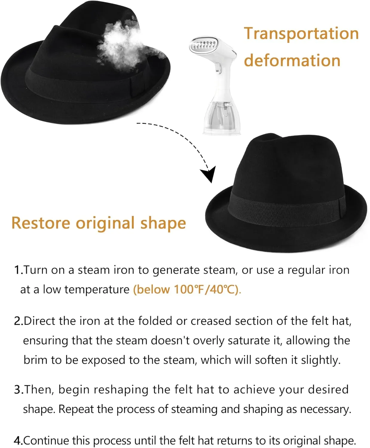Zylioo Multi Size Felt Trilby Hats,Adjustable Size Warm Fedora Hat,Unisex Manhattan Hat,Short Brim Cuban Hat with Ribbon